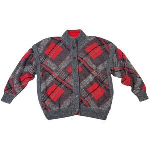 Vintage Bode Cardigan Sweater West Germany Geometric Knit Multicolor Fits XXL